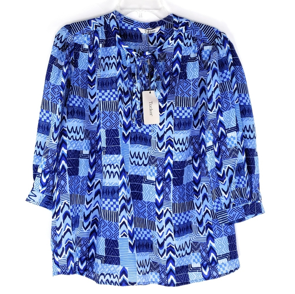 * *Store Closing Sale* Tucker The Tassle Blouse Aqua Wave Tops Silk